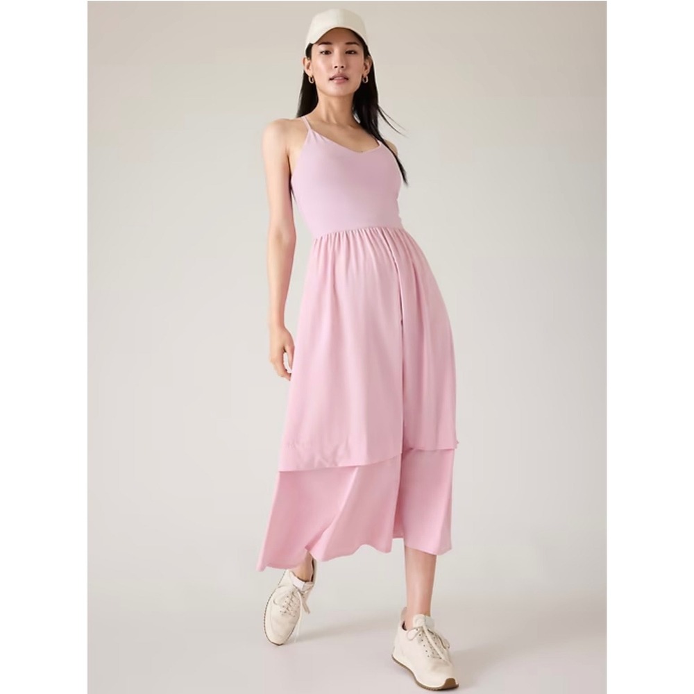 Athleta Pink Layered Midi Dress